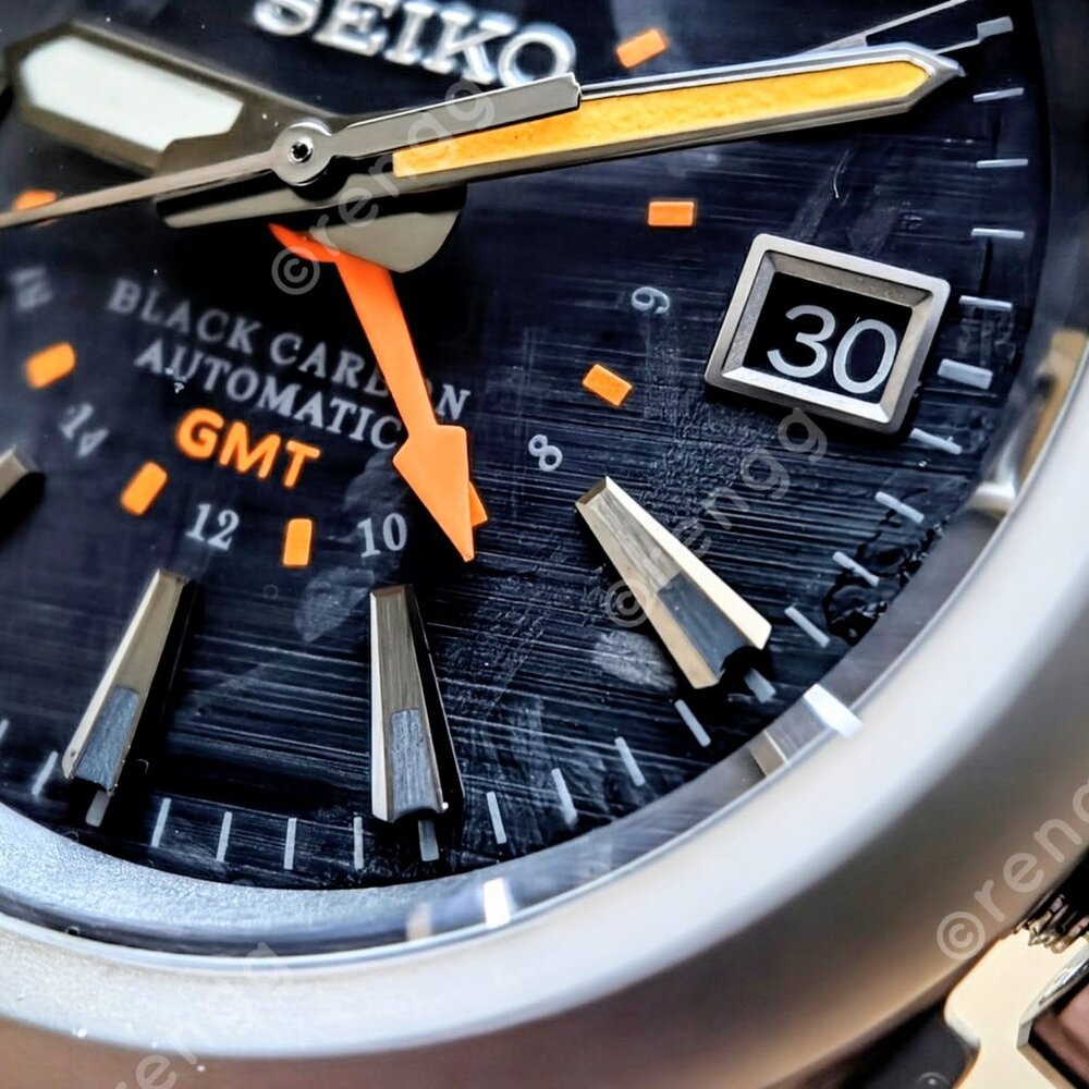 SOLID TITANIUM Automatic GMT Seiko Black Carbon M… - image 8